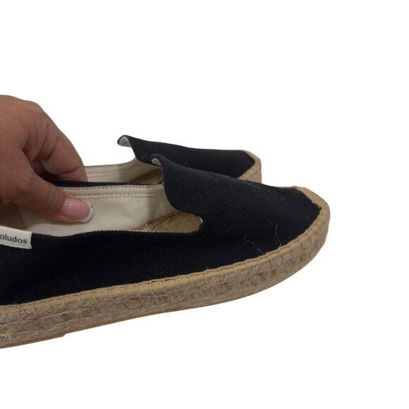 Soludos Womens Black Espadrille Flats Size 7 Canvas & Jute Slip-On Shoes - Picture 7 of 16